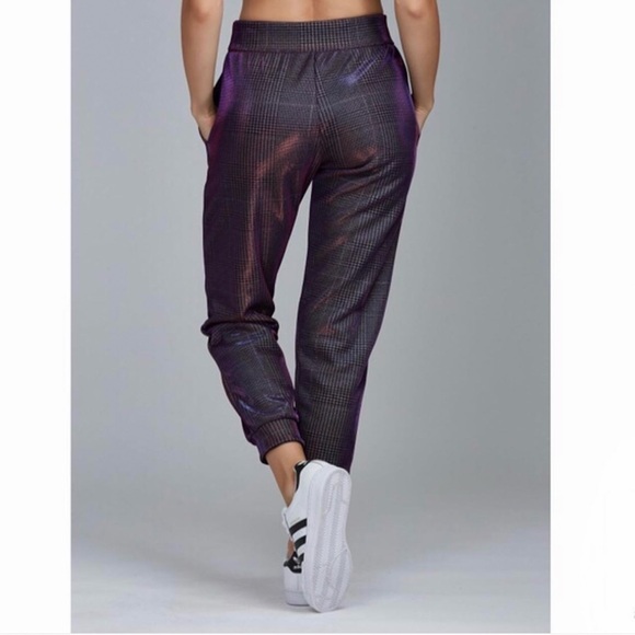Nwot Noli Yoga Vienna Metallic Plaid Joggers XS - Picture 4 of 11